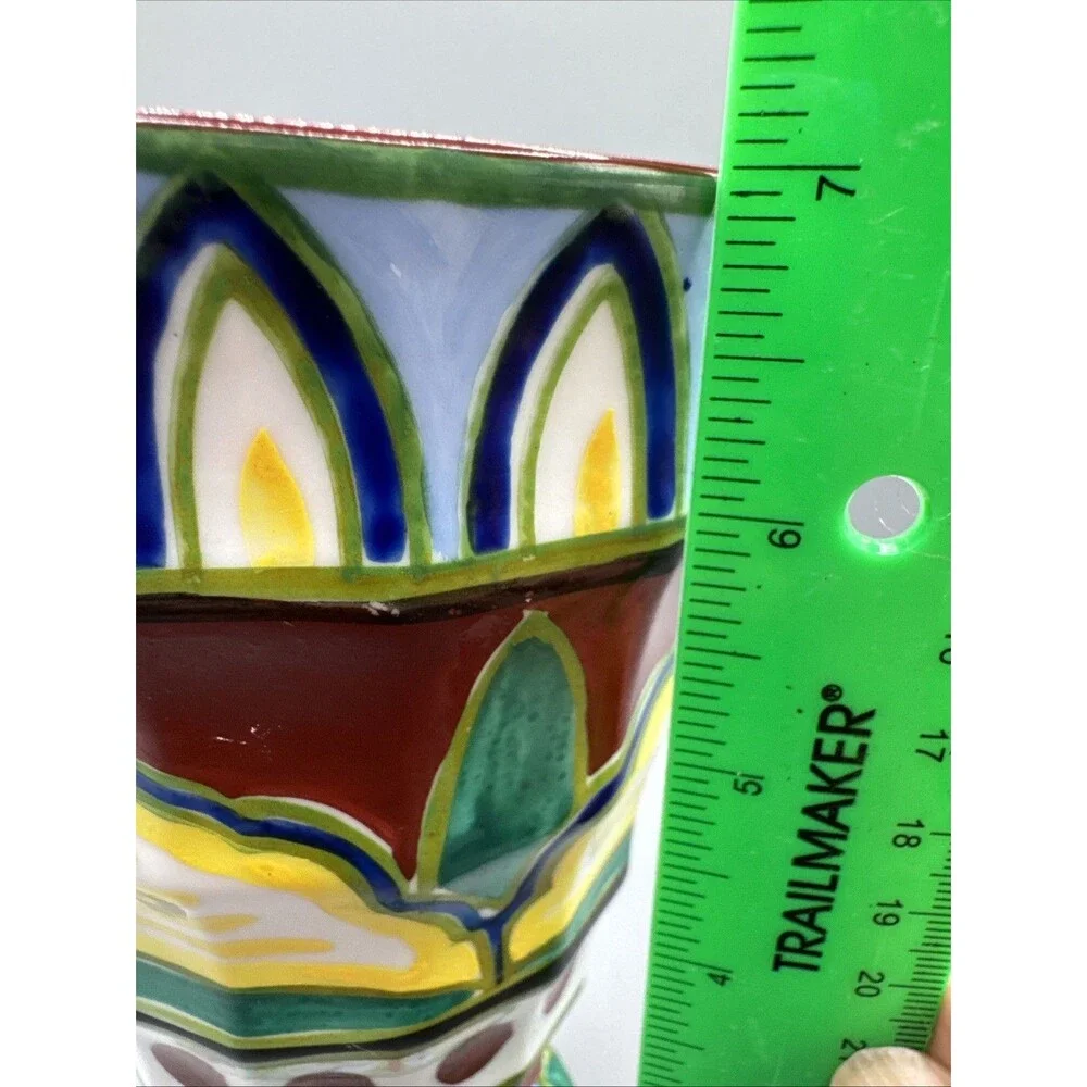 TA Tashiro Shoten Hand Painted Art Deco Porcelain Vase VTG Japan 7.25” 1920-40s.